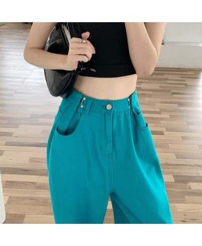 Pink Women Jeans 2022 New Loose Colorful Wide Leg Brown High Waist Straight Pants Women's Casual Pants Denim Femme Trousers $...