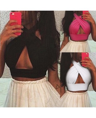 Women Sexy Fashion Backless Cut Out Vest Bandage Shirt Bra Strappy Cross Over Front Short Tops Street Club Wear S-XL $17.05 -...