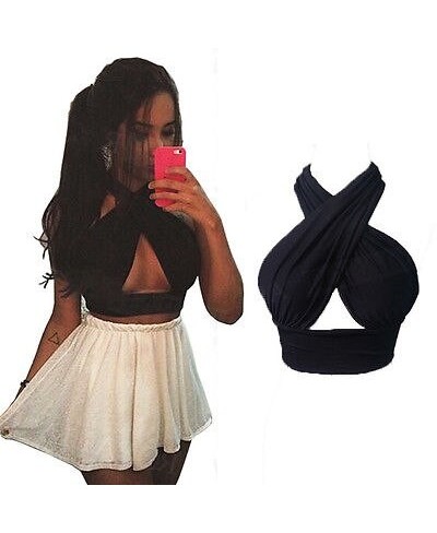 Women Sexy Fashion Backless Cut Out Vest Bandage Shirt Bra Strappy Cross Over Front Short Tops Street Club Wear S-XL $17.05 -...