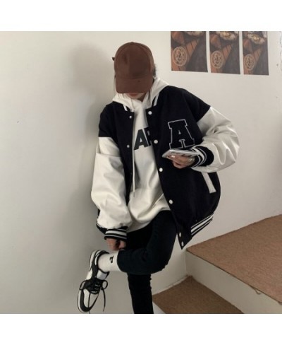 Autumn Vintage Streetwear Baseball Uniform Style Oversized Woman Coats Loose Student Women Fashion Bomber Jackets $33.87 - Ja...