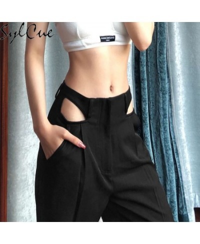 Women's Silm Solid Color Versatile Commuter Classic Fashion Trend High Waist Loose Hollow Out Thin Wide Leg Pants $37.56 - Pa...