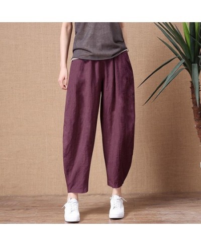 Women's Cotton Linen Pants Elastic Waist Vintage Trousers Lady Loose Casual Pants S-5XL Retro Literary Cotton Trousers $27.51...