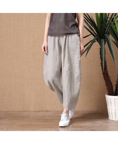 Women's Cotton Linen Pants Elastic Waist Vintage Trousers Lady Loose Casual Pants S-5XL Retro Literary Cotton Trousers $27.51...