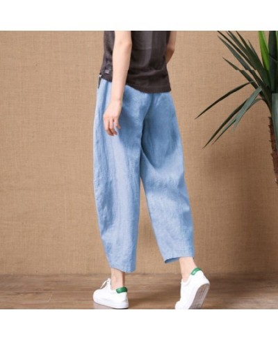 Women's Cotton Linen Pants Elastic Waist Vintage Trousers Lady Loose Casual Pants S-5XL Retro Literary Cotton Trousers $27.51...