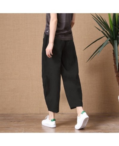 Women's Cotton Linen Pants Elastic Waist Vintage Trousers Lady Loose Casual Pants S-5XL Retro Literary Cotton Trousers $27.51...