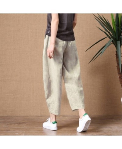 Women's Cotton Linen Pants Elastic Waist Vintage Trousers Lady Loose Casual Pants S-5XL Retro Literary Cotton Trousers $27.51...