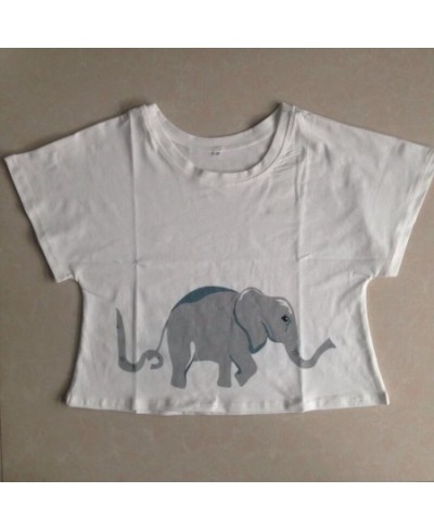 Elephant Print Sleep Top Cute T shirt Women Summer Loose Short Sleeve T shirt For Big Women Cotton T6715 $15.26 - Sleepwears