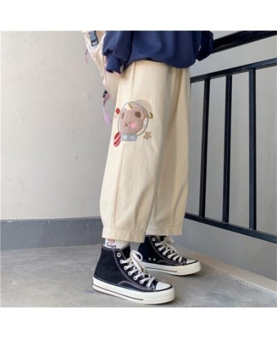 Harajuku Beige Pants Kawaii Soft Girl Aesthetic Cartoon Straight Oversize High Waist Cute Japan Style Trousers Women $23.12 -...