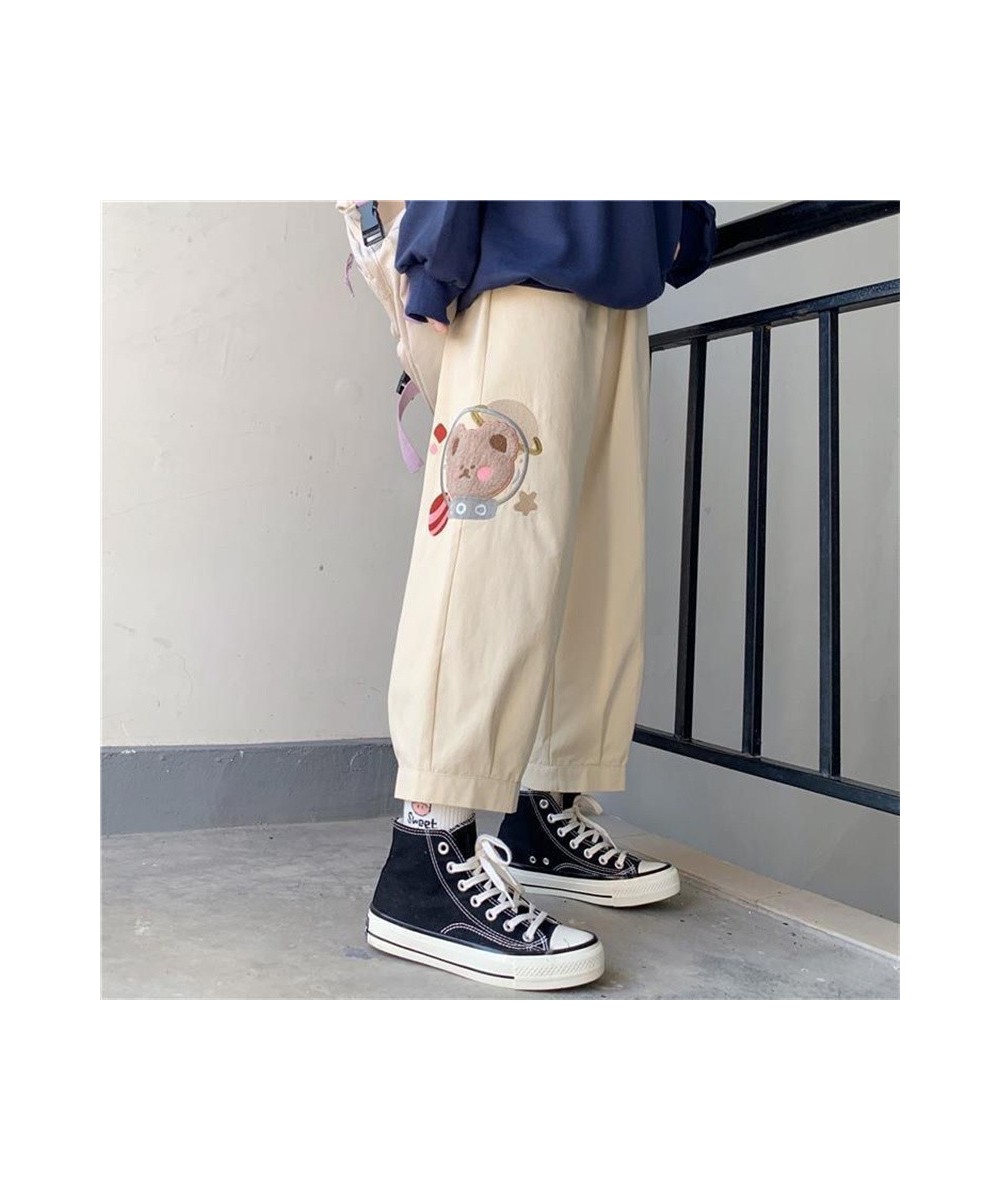 Harajuku Beige Pants Kawaii Soft Girl Aesthetic Cartoon Straight Oversize High Waist Cute Japan Style Trousers Women $23.12 -...