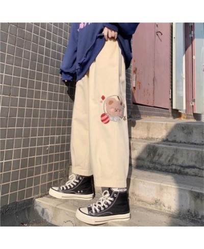 Harajuku Beige Pants Kawaii Soft Girl Aesthetic Cartoon Straight Oversize High Waist Cute Japan Style Trousers Women $23.12 -...