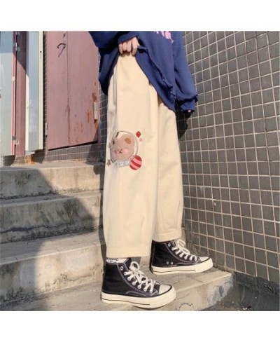 Harajuku Beige Pants Kawaii Soft Girl Aesthetic Cartoon Straight Oversize High Waist Cute Japan Style Trousers Women $23.12 -...