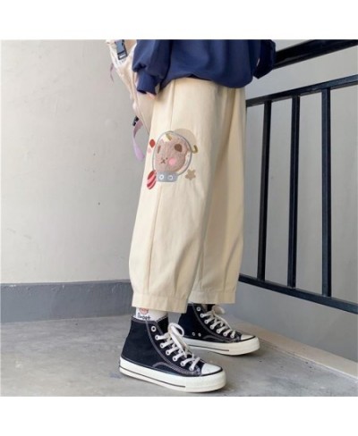 Harajuku Beige Pants Kawaii Soft Girl Aesthetic Cartoon Straight Oversize High Waist Cute Japan Style Trousers Women $23.12 -...