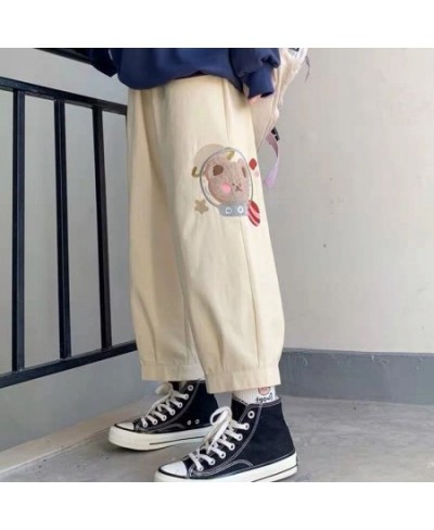 Harajuku Beige Pants Kawaii Soft Girl Aesthetic Cartoon Straight Oversize High Waist Cute Japan Style Trousers Women $23.12 -...