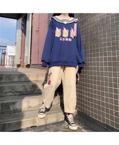 Harajuku Beige Pants Kawaii Soft Girl Aesthetic Cartoon Straight Oversize High Waist Cute Japan Style Trousers Women $23.12 -...