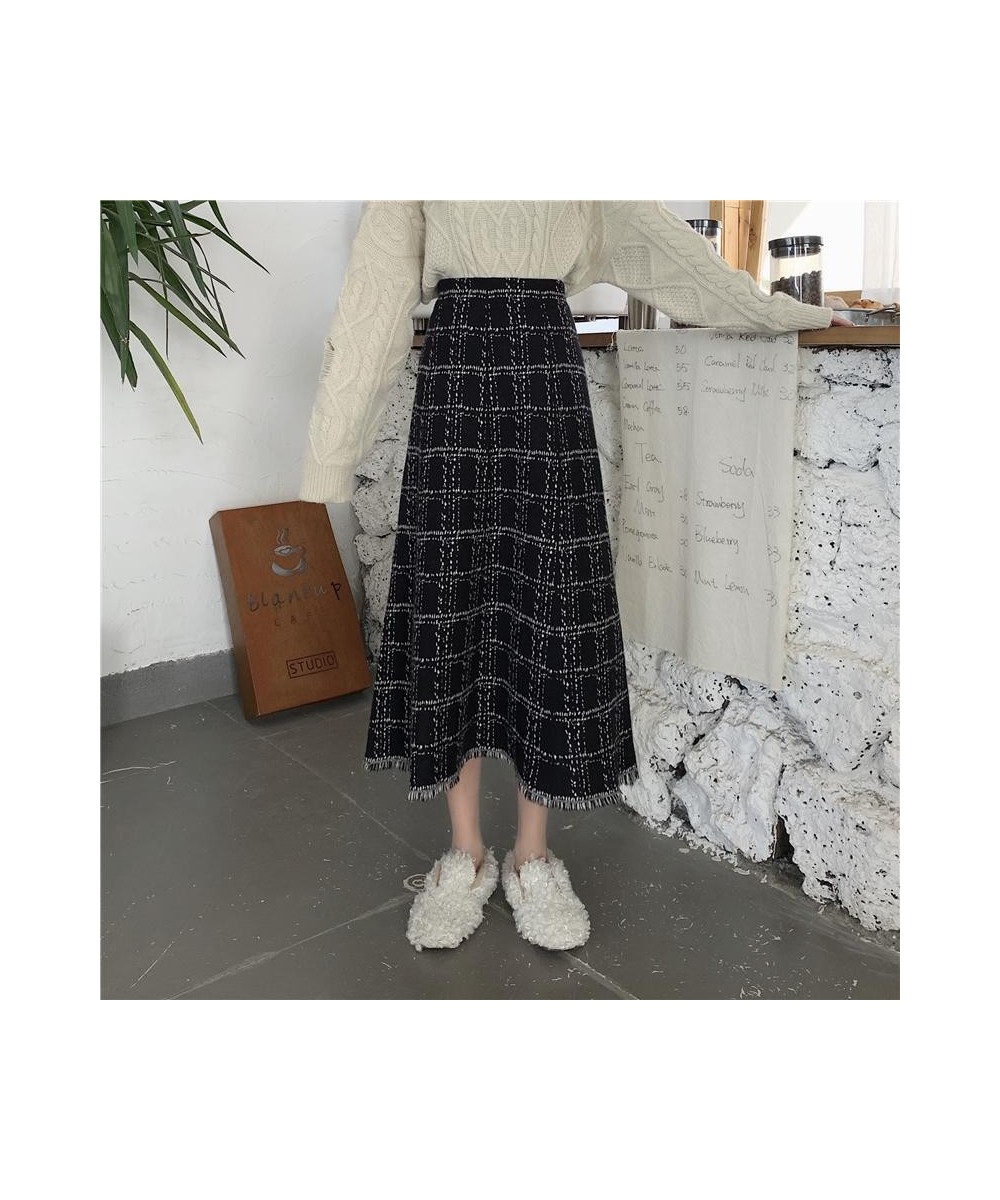 Vintage Plaid Woolen Skirt Women Korean Elegant Tassel Long Skirts Female Harajuku High Waist Loose Midi Skirts Mujer $36.34 ...