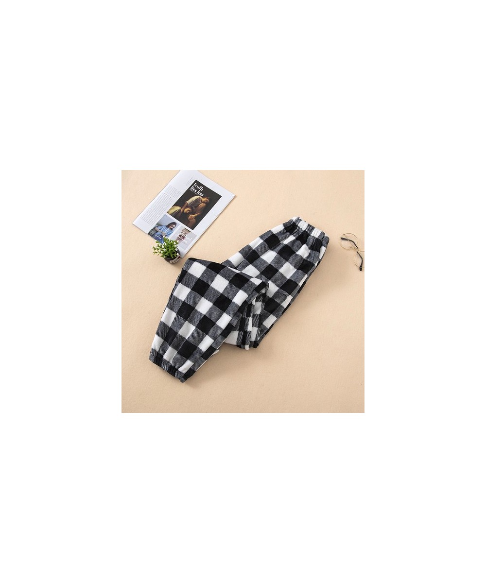 Women Sleep Bottoms Plaid Plus Velvet Pants Couple Winter Basic Flannel Warm Ulzzang New Stretchy Bundle High Quality Homewea...