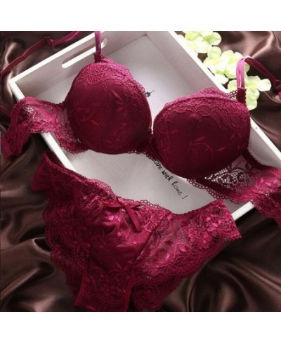 Push Up Bra Lace Bra And Panty Set Women\u2019s Embroidery Deep V Lingerie & Knickers $18.89 - Underwear