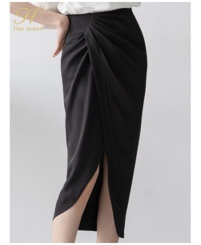 2023 New Sheath Bodycon Womens Skirts Spring Summer High Waist Irregular Folds Falda Formal Office Pencil Skirts $43.58 - Skirts