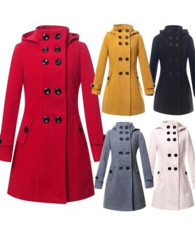 2022 Autumn Winter Women Slim Wool Coats Fashion Hooded Thick Warm Long Sleeve Faux Button Jackets Coats Female Girls Oversiz...