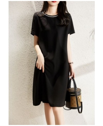 2022 Summer New Ladies Short Sleeve Dress Fashion Temperament Elegant Gentle Skirt Office Wear Back Pleated Back Zipper $44.2...