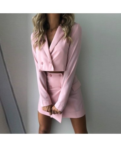 Vintage Solid Colors Suits Fashion Woman Blazer Suit 2023 Women Cropped Blazer & Button Up Mini Skirt Slim One Piece Crop Top...