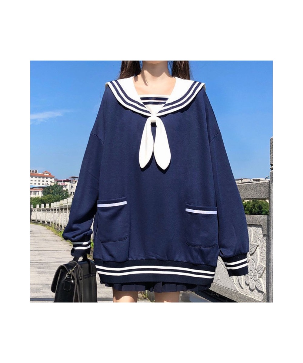 Japanese Style Rabbit Ears Sailor Collar Sweatshirt Kawaii Girl Streetwear Cute Hoodie Tops For Teens Bowknot Tie Pullovers $...