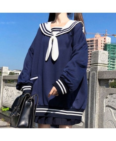 Japanese Style Rabbit Ears Sailor Collar Sweatshirt Kawaii Girl Streetwear Cute Hoodie Tops For Teens Bowknot Tie Pullovers $...