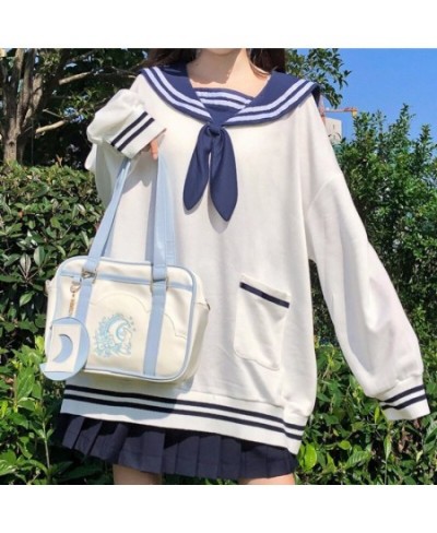 Japanese Style Rabbit Ears Sailor Collar Sweatshirt Kawaii Girl Streetwear Cute Hoodie Tops For Teens Bowknot Tie Pullovers $...