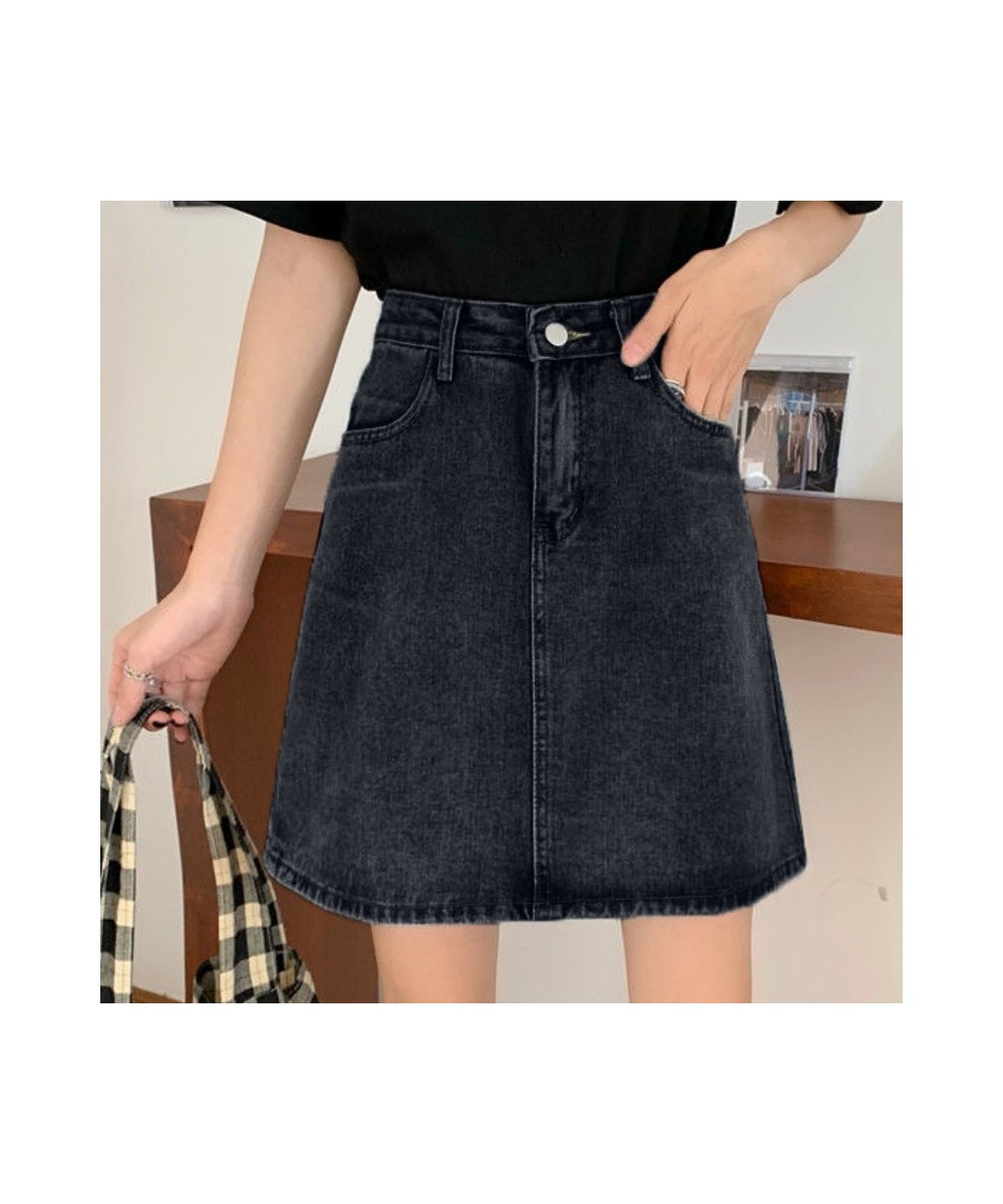 Denim Skirts Women A-line Solid Fashion Design All-match Korean Style Ladies Pockets New Simple Daily High Waist Summer Casua...