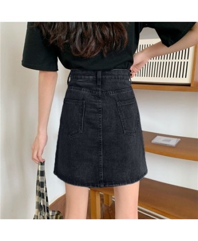 Denim Skirts Women A-line Solid Fashion Design All-match Korean Style Ladies Pockets New Simple Daily High Waist Summer Casua...