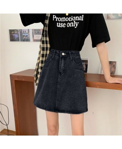 Denim Skirts Women A-line Solid Fashion Design All-match Korean Style Ladies Pockets New Simple Daily High Waist Summer Casua...