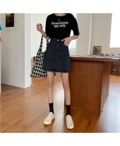 Denim Skirts Women A-line Solid Fashion Design All-match Korean Style Ladies Pockets New Simple Daily High Waist Summer Casua...