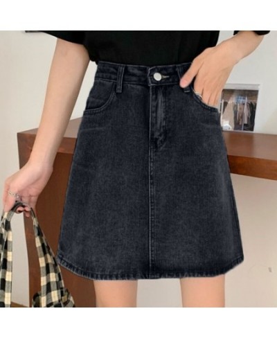 Denim Skirts Women A-line Solid Fashion Design All-match Korean Style Ladies Pockets New Simple Daily High Waist Summer Casua...