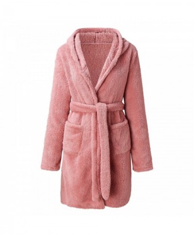 Plush Short Robe Women Lightweight Soft Plush Flannel Sleepwear Fleece Hooded Bathrobe Batas Mujer Inverno Para Casa Robes $3...