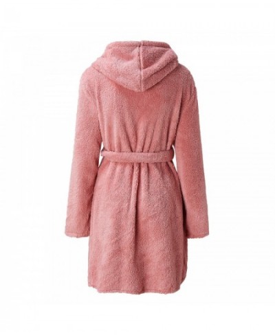 Plush Short Robe Women Lightweight Soft Plush Flannel Sleepwear Fleece Hooded Bathrobe Batas Mujer Inverno Para Casa Robes $3...