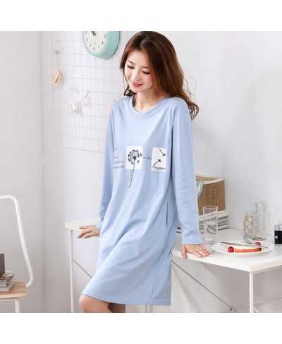 Spring Long Sleeve Print Nightgowns Women Breathable Loose Comfort Home Wear Leisure Sweet Lounge LeisureM-3XL Sleepshirts Ho...