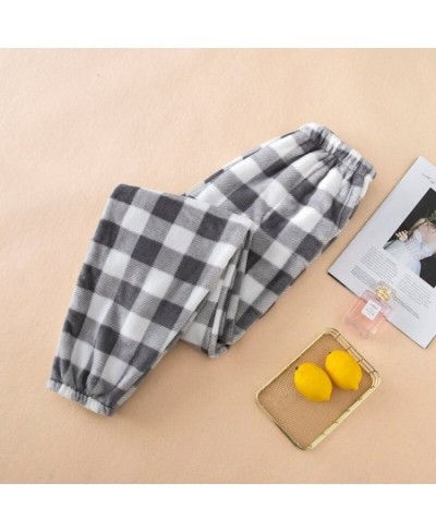 Women Sleep Bottoms Plaid Plus Velvet Pants Couple Winter Basic Flannel Warm Ulzzang New Stretchy Bundle High Quality Homewea...