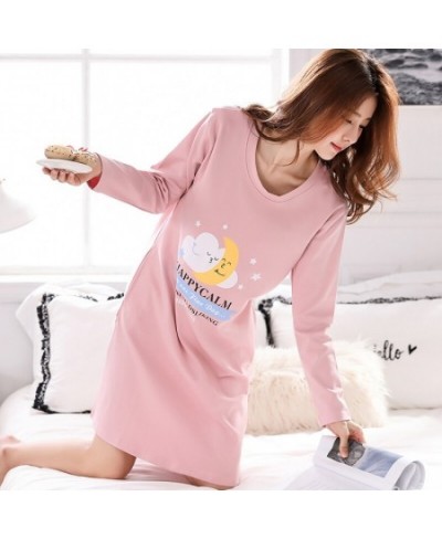 Spring Long Sleeve Print Nightgowns Women Breathable Loose Comfort Home Wear Leisure Sweet Lounge LeisureM-3XL Sleepshirts Ho...