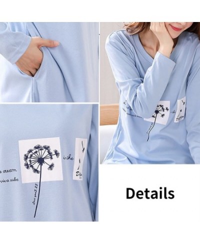 Spring Long Sleeve Print Nightgowns Women Breathable Loose Comfort Home Wear Leisure Sweet Lounge LeisureM-3XL Sleepshirts Ho...