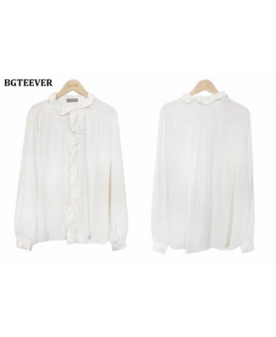 Elegant Ruffles V-neck White Shirts Blouses for Women 2023 Spring Casual Long Sleeve Female Shirts Tops Ladies Blusas $42.64 ...