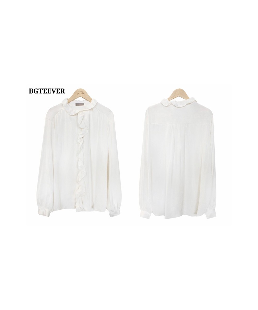 Elegant Ruffles V-neck White Shirts Blouses for Women 2023 Spring Casual Long Sleeve Female Shirts Tops Ladies Blusas $42.64 ...