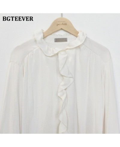 Elegant Ruffles V-neck White Shirts Blouses for Women 2023 Spring Casual Long Sleeve Female Shirts Tops Ladies Blusas $42.64 ...