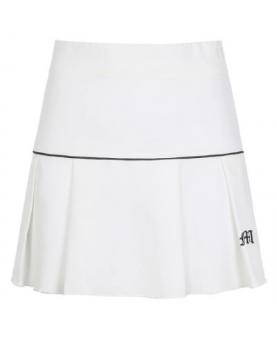 Retro Pastel Goth High Waist Letter Embroidery Skirts Patchwork Mini Skirts short Bottoms Streetwear Women Gym Y2K Pleated $2...