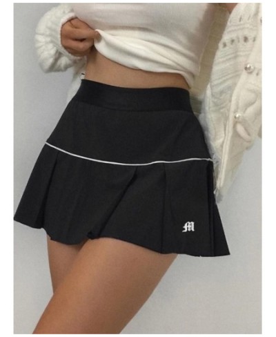 Retro Pastel Goth High Waist Letter Embroidery Skirts Patchwork Mini Skirts short Bottoms Streetwear Women Gym Y2K Pleated $2...