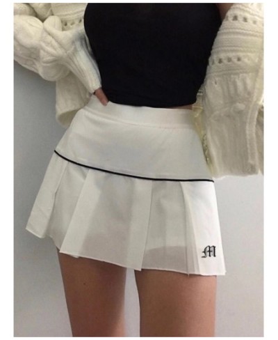 Retro Pastel Goth High Waist Letter Embroidery Skirts Patchwork Mini Skirts short Bottoms Streetwear Women Gym Y2K Pleated $2...