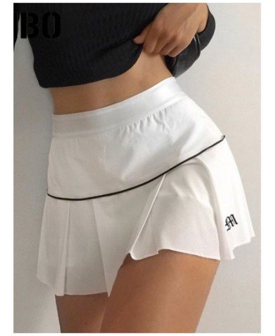 Retro Pastel Goth High Waist Letter Embroidery Skirts Patchwork Mini Skirts short Bottoms Streetwear Women Gym Y2K Pleated $2...