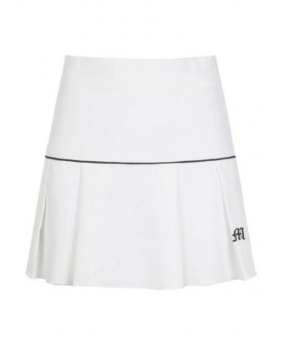 Retro Pastel Goth High Waist Letter Embroidery Skirts Patchwork Mini Skirts short Bottoms Streetwear Women Gym Y2K Pleated $2...