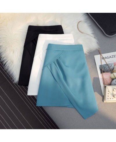 Skirts Women Fashion Summer Office Lady Simple Korean Style Asymmetrical Design Mini All-match Casual Solid Faldas Mujer Ins ...