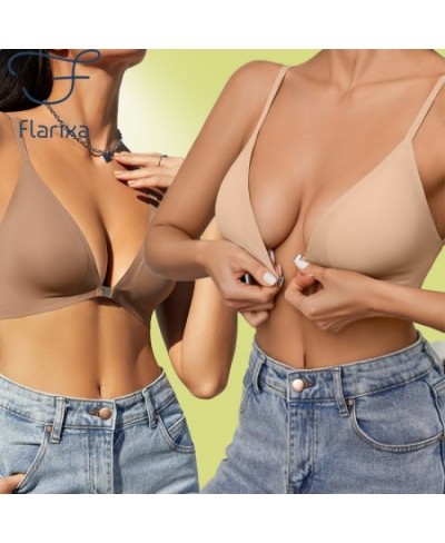 Set Front Buckle Bra Seamless Ice Silk Safety Shorts 2Pcs Set Sexy Low Cut Bra Boxer Shorts Ladies Summer New 1/2PCS Bra $54....