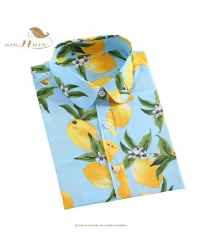 Women Cotton Shirt Fashion Vintage Blouses 5XL Plus Size Lemon Print Blusas QY0442 Floral Women Long Sleeve Female Top $39.14...